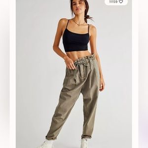 Free People Margate Pleated Trouser Green Sage